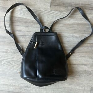 Black Leather Longchamp Backpack